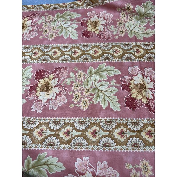 Vintage 1/2 yard x44" Pink Floral Striped Cotton Fabric by Blackbird Design for - Picture 1 of 5